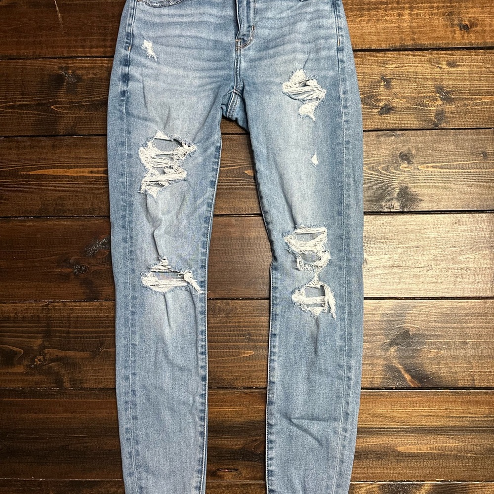 American Eagle Outfitters Blue Skinny Jeans Distressed